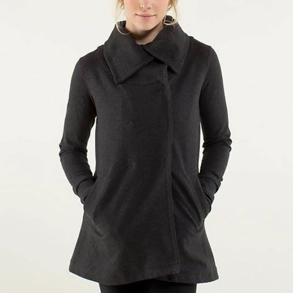 Lululemon Gratitude Wrap Double Breasted Jacket Pea Coat Charcoal Gray Size 8